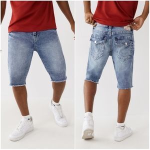 True Religion World Toup Straight Fit Big T Cut Off Shorts